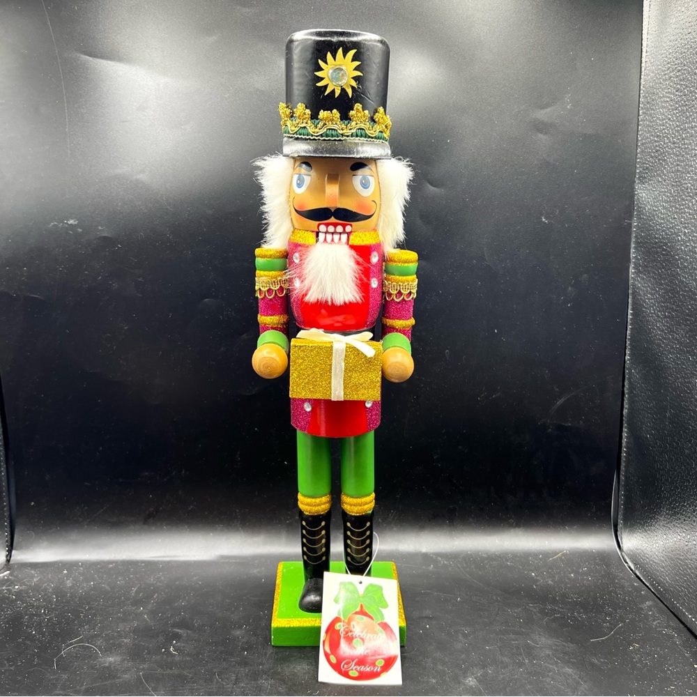 Nutcracker Limited Edition Multicolored  Wooden  Holding Package  15 in Tall